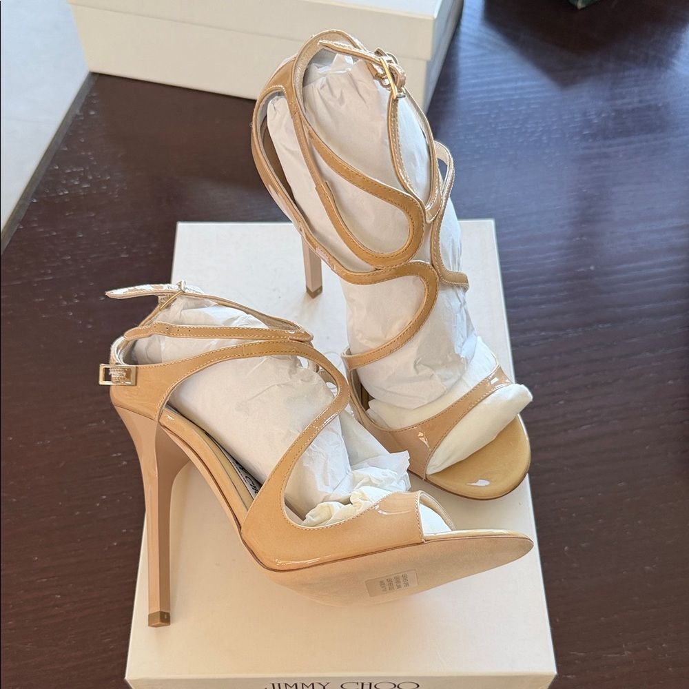 Jimmy Choo Beige Strappy Heels 37